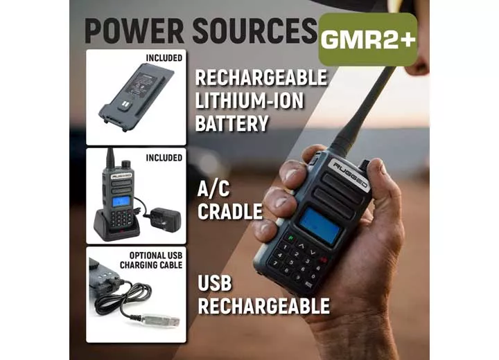 Rugged Radios 2-pack rugged gmr2 plus gmrs/frs two way handheld radios-grey