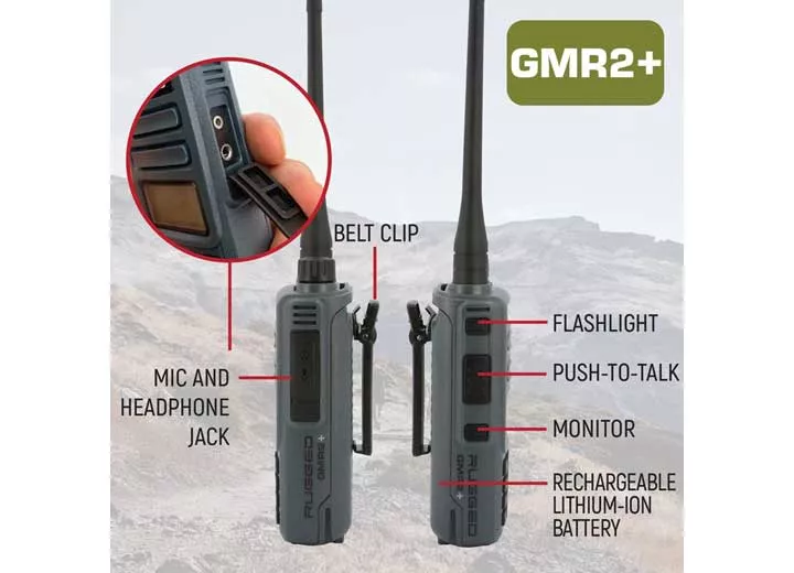 Rugged Radios 2-pack rugged gmr2 plus gmrs/frs two way handheld radios-grey