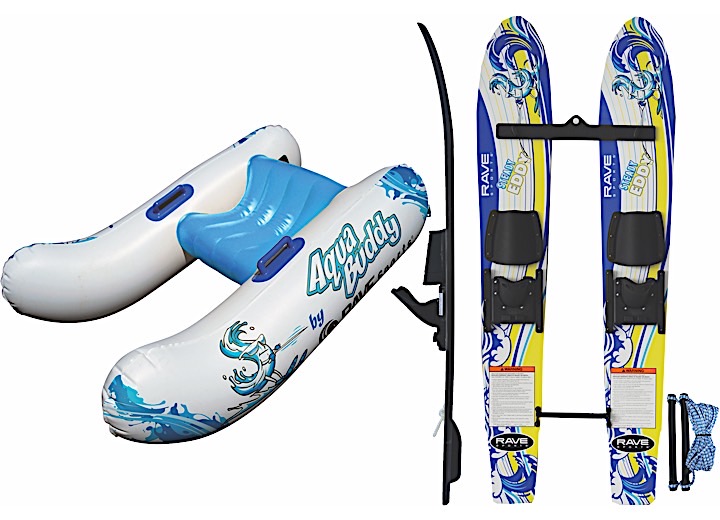 RAVE SPORTS KID’S TRAINER WATER SKIS & AQUA BUDDY STARTER PACKAGE