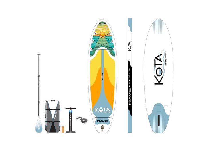 THE 2022 RAVE SPORTS INFLATABLE STAND UP PADDLEBORAD KOTA SUNSET PACKAGE