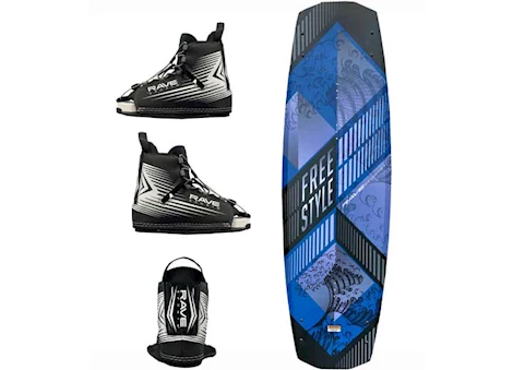 RAVE SPORTS FREESTYLE WAKEBOARD WITH BINDINGS PACKAGE - BLUE