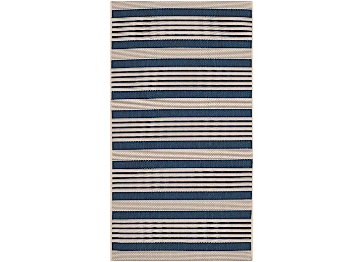 SAFAVIEH COURTYARD COLLECTION OUTDOOR 2'7"X5' SMALL RECTANGLE RUG - NAVY/BEIGE