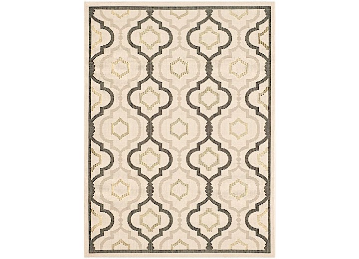 SAFAVIEH COURTYARD COLLECTION OUTDOOR 2'7"X5' SMALL RECTANGLE RUG - BEIGE/BLACK