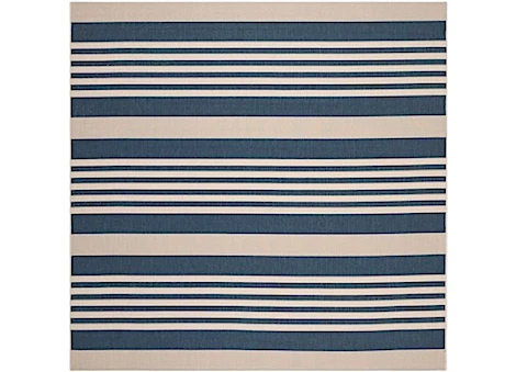 Safavieh Courtyard Collection Outdoor 4'x4' Square Rug - Navy & Beige Stripes