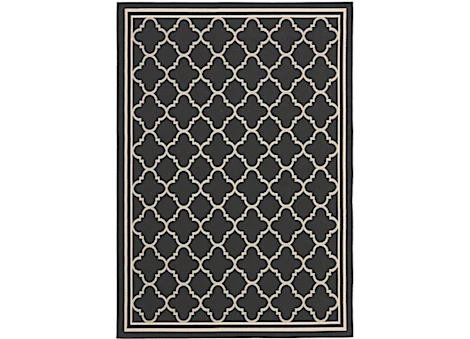 Safavieh Courtyard Collection Outdoor 5'3"x7'7" Medium Rectangle Rug - Black with Beige Quatrefoils Main Image