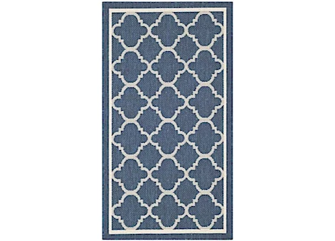 Safavieh Courtyard Collection Outdoor 2'x3'7" Accent Rug - Navy with Beige Quatrefoils Main Image