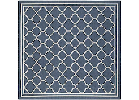 Safavieh Courtyard Collection Outdoor 4'x4' Square Rug - Navy with Beige Quatrefoils