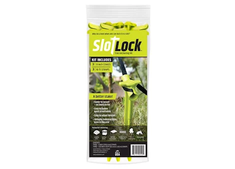SlotLock Tree Anchoring Kit – Bag of (3) 9” Stakes & (3) 10’ Straps