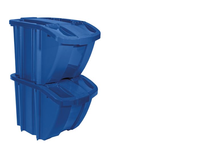 Suncast 18 gal stackable recycle bin, 2 pk, blue Main Image