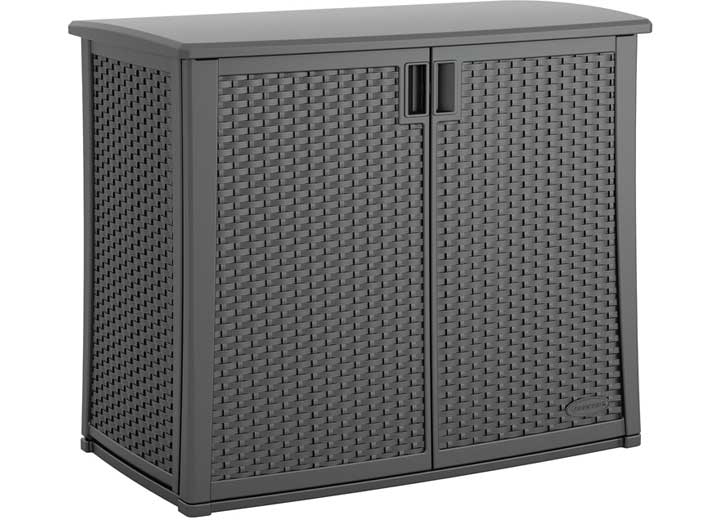 GRAY WICKER OUTDOOR CABINET