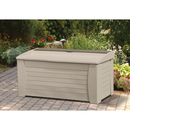 Suncast 127 Gallon Extra Large Deck Box with Seat – Light Taupe