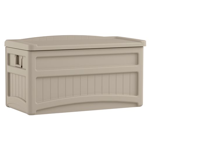 Suncast 73 Gallon Medium Deck Box with Seat – Light Taupe Main Image