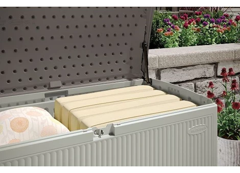 Suncast 160 Gallon Extra Large Reeded Plastic Deck Box, Ellie Gray BMDB160  - The Home Depot