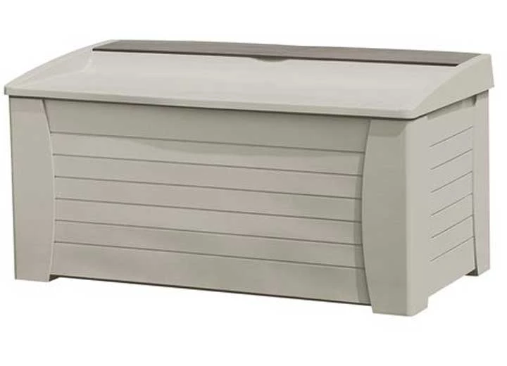 Suncast 127 Gallon Extra Large Deck Box with Seat – Light Taupe