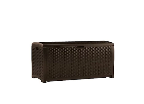 Suncast 99 Gallon Large Resin Wicker Deck Box – Java