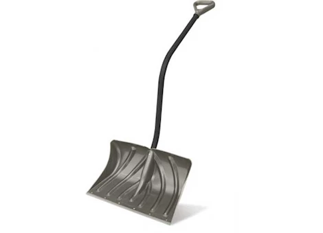 Suncast 20” Steel Core Ergonomic Combo Snow Shovel & Pusher with Wear Strip – Metallic Gray