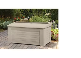 Suncast 127 Gallon Extra Large Deck Box with Seat – Light Taupe