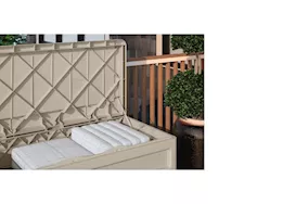 Suncast 73 Gallon Medium Deck Box with Seat – Light Taupe