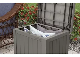 Suncast 22 Gallon Small Deck Box with Storage Seat – Stoney