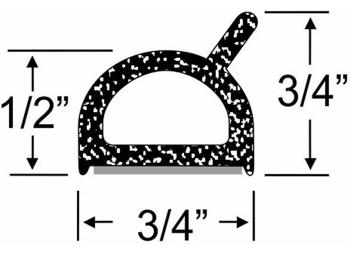 Steele Rubber Products W/s, sponge, half rnd tabs w/tape, 3/4x3/4, 15ft