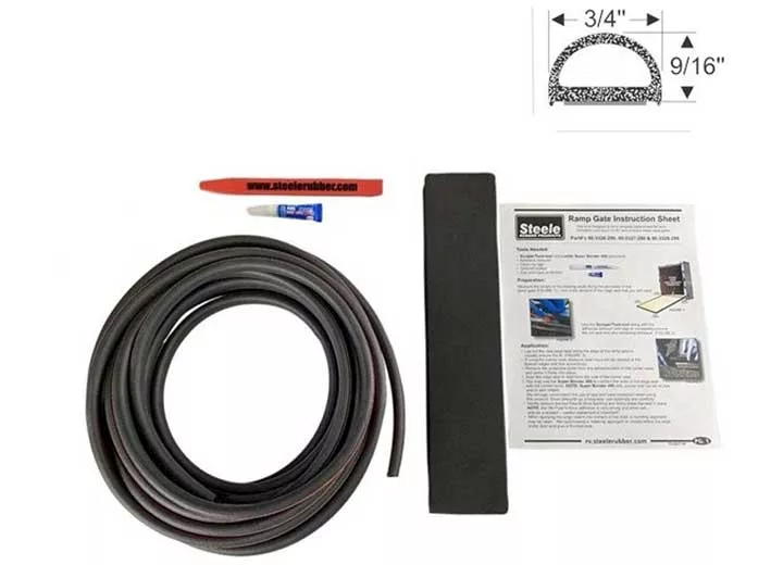 Steele Rubber Products Kit, ramp gate, d w/tape, 9/16x3/4, 35ft