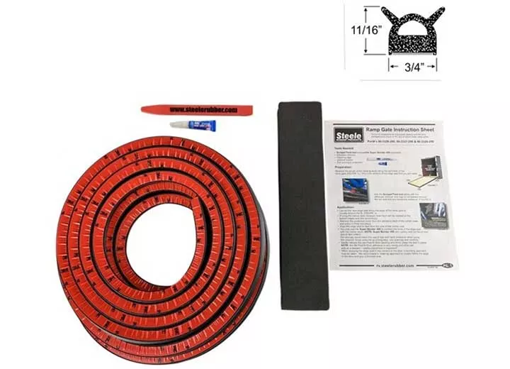 Steele Rubber Products Kit, ramp gate, d w/tabs & tape, 11/16x3/4, 35ft