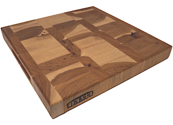 TIN ROOF SPRING ORCHARD END GRAIN CUTTING BOARD - BLOCK TOP, 17” X 17” X 2”