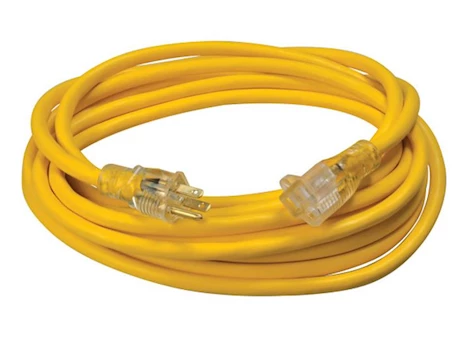 Southwire Standard Outdoor Extension Cord with Lighted End – 25 ft., 15 Amp, 12/3 Gauge, Yellow Main Image