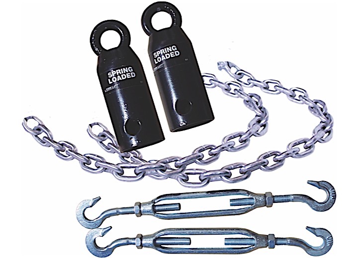 CAMPER TIEDOWNS ACCESSORY - TURNBUCKLE, BASIC SPRING-LOADED KIT; PAIR