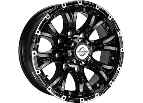 Taskmaster ALUMINUM VIKING 16X6 8X6.5 BLACK MACHINE LIP W/ BLACK CENTER CAP TRAILER WHEEL 4