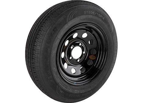 Taskmaster ST205/75R14 LRC RAMBLER TRAILER TIRE ON 14X6 5X4.5 BLACK MOD STEEL WHEEL 1760 LC