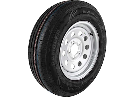 Taskmaster ST205/75R15 LRC RAMBLER TRAILER TIRE ON 15X5 5X4.5 SILVER MOD STEEL WHEEL 1820 L