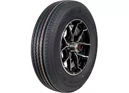 Taskmaster St205/75r15 lrc rambler trailer tire on 15x5 5x4.5 blk face w/forks alum trinity