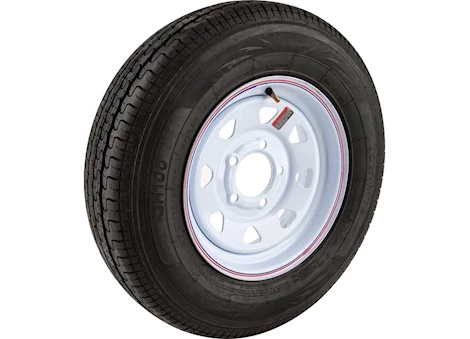 Tow-Rite St175/80r13 mounted on white spoke 13x4.5, 5x4.5 load rating : c 6-ply rated, 1,360 lbs Main Image