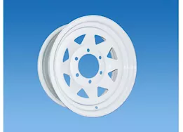 Tow-Rite 15"x6" white 8 spoke rim, bp 6-5.5, et 0, cb 4.28, 2,830 lbs