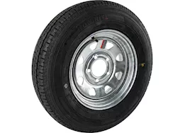 Tow-Rite St175/80r13 mounted on galvanize spoke 13x4.5, 5x4.5 load rating : c, 6-ply rated, 1,360 lbs