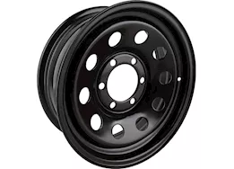 Tow-Rite 16"x6" black modular rim, bp 6-6.5, et 0, cb 4.25, 2,420 lbs