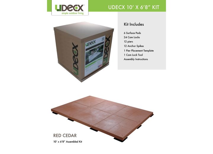 UDECX MODULAR PORTABLE DECKING 10'X6'8" STARTER KIT – RED CEDAR
