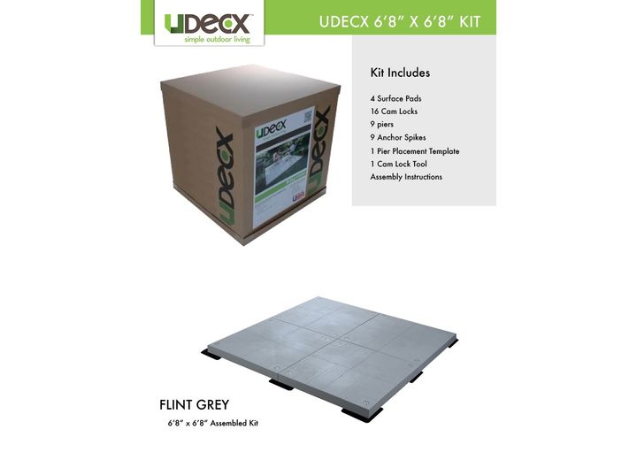UDECX Modular Portable Decking 6'8"x6'8" Starter Kit – Flint Grey Main Image