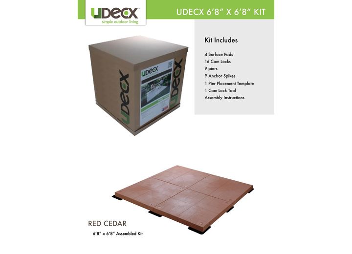 UDECX MODULAR PORTABLE DECKING 6'8"X6'8" STARTER KIT – RED CEDAR