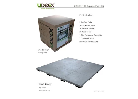 UDECX Modular Portable Decking 100 Sq. Ft. Starter Kit – Flint Grey Main Image