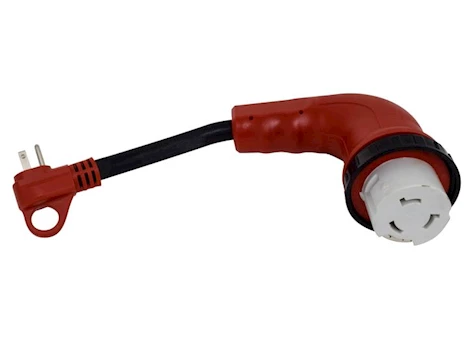 Valterra Products LLC 15am-50af 90 deg led detach adapter cord, 12", red, bulk Main Image