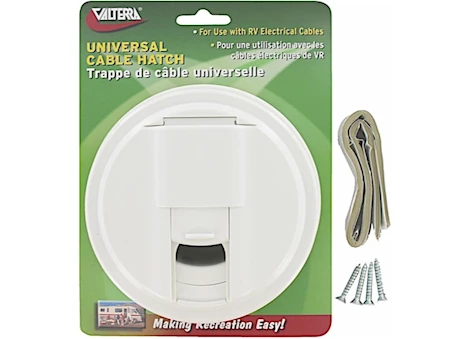 CABLE HATCH, UNIVERSAL ROUND, WHITE, CARDED
