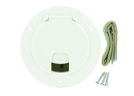 CABLE HATCH, LARGE ROUND, WHITE, CARDED