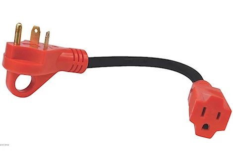 Valterra Products LLC 30AM-15AF ADAPTER CORD W/HDL, 12IN, RED, CARDED