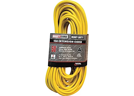 Valterra Mighty Cord Indoor/Outdoor Single Outlet Extension Cord with LED Lighted Ends - 50 ft., 15A