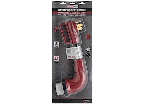 Valterra Products LLC 50am-50af 90 deg led detach adapter cord, 12 in, red, carded Main Image