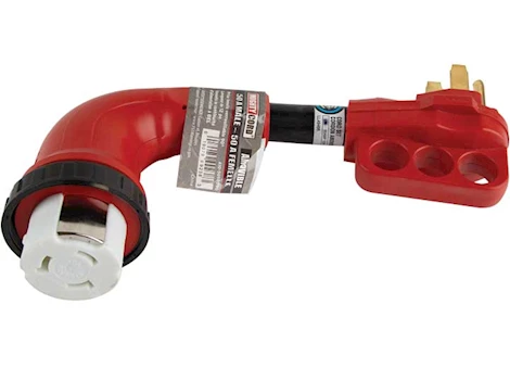 Valterra Products LLC 50am-50af 90 deg led detach adapter cord, 12", red, bulk Main Image