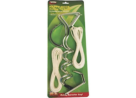 Valterra Products LLC HAPPY HOOKS WITH CORD AND SPIRAL STAKES, CARDED