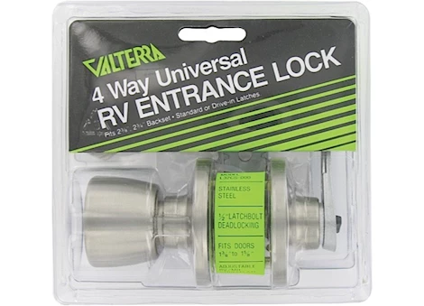 Valterra Products LLC DOOR LOCK, ENTRANCE, KNOB X LEVER, SS, CLAM SHELL